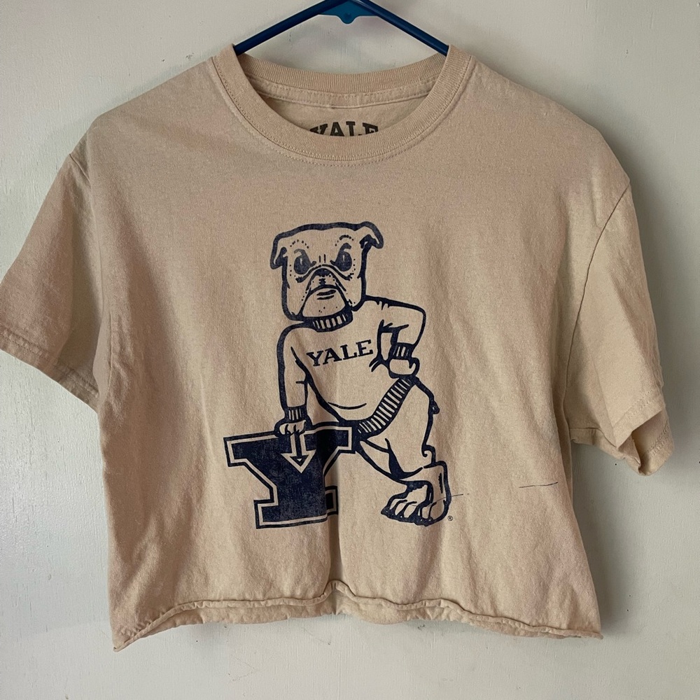 Women’s Yale Brand Crop Top with bulldog image